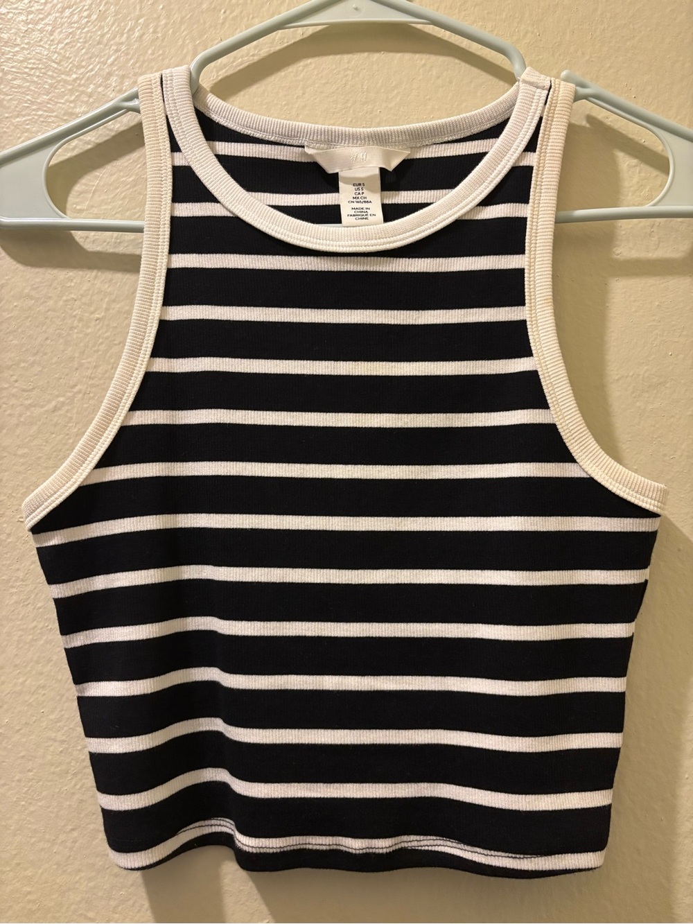 H&M Black & White Striped Ribbed Tank Top